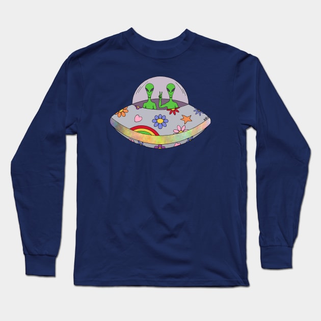 They Come in Peace UFO Long Sleeve T-Shirt by AzureLionProductions